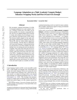 Language Adaptation on a Tight Academic Compute Budget: Tokenizer
  Swapping Works and Pure bfloat16 Is Enough