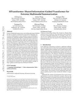 SITransformer: Shared Information-Guided Transformer for Extreme
  Multimodal Summarization