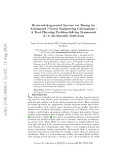 Retrieval-Augmented Instruction Tuning for Automated Process Engineering
  Calculations : A Tool-Chaining Problem-Solving Framework with Attributable
  Reflection