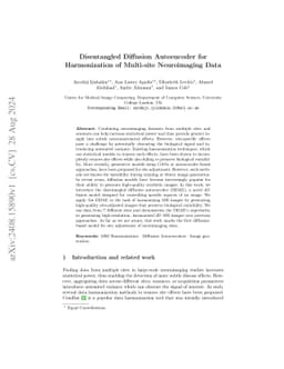 Disentangled Diffusion Autoencoder for Harmonization of Multi-site
  Neuroimaging Data