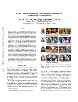 CoRe: Context-Regularized Text Embedding Learning for Text-to-Image
  Personalization
