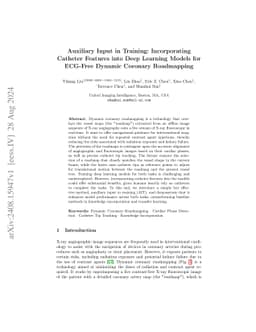 Auxiliary Input in Training: Incorporating Catheter Features into Deep
  Learning Models for ECG-Free Dynamic Coronary Roadmapping