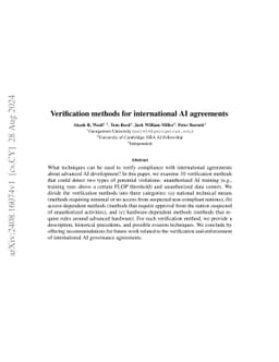 Verification methods for international AI agreements
