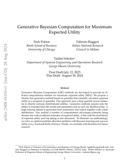 Generative Bayesian Computation for Maximum Expected Utility