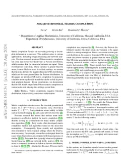 Negative Binomial Matrix Completion
