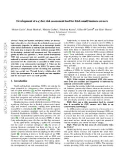 Development of a cyber risk assessment tool for Irish small business
  owners