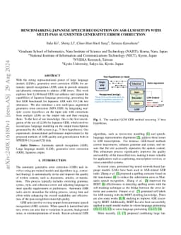Benchmarking Japanese Speech Recognition on ASR-LLM Setups with
  Multi-Pass Augmented Generative Error Correction