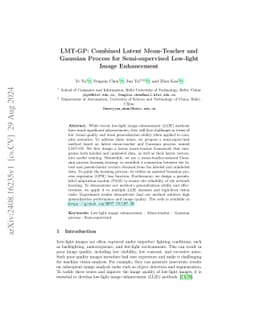 LMT-GP: Combined Latent Mean-Teacher and Gaussian Process for
  Semi-supervised Low-light Image Enhancement
