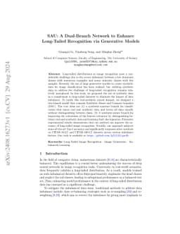 SAU: A Dual-Branch Network to Enhance Long-Tailed Recognition via
  Generative Models