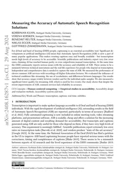 Measuring the Accuracy of Automatic Speech Recognition Solutions