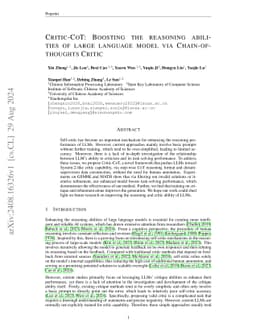 Critic-CoT: Boosting the reasoning abilities of large language model via
  Chain-of-thoughts Critic