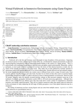Virtual Fieldwork in Immersive Environments using Game Engines