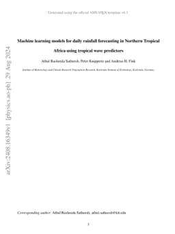 Machine learning models for daily rainfall forecasting in Northern
  Tropical Africa using tropical wave predictors