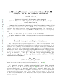 Addressing common misinterpretations of KART and UAT in neural network literature