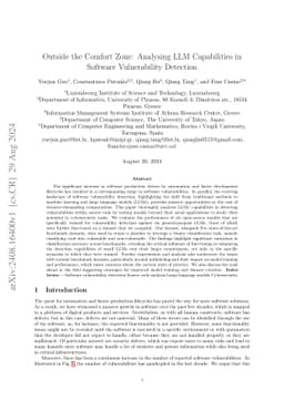 Outside the Comfort Zone: Analysing LLM Capabilities in Software
  Vulnerability Detection