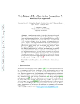 Text-Enhanced Zero-Shot Action Recognition: A training-free approach