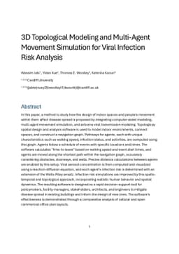 3D Topological Modeling and Multi-Agent Movement Simulation for Viral
  Infection Risk Analysis