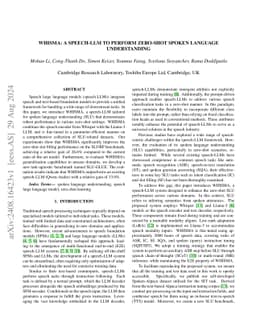 WHISMA: A Speech-LLM to Perform Zero-shot Spoken Language Understanding