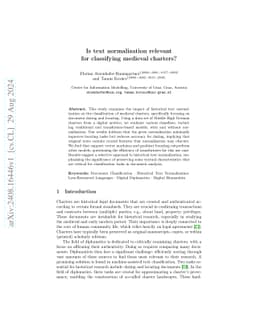 Is text normalization relevant for classifying medieval charters?