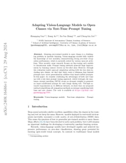 Adapting Vision-Language Models to Open Classes via Test-Time Prompt
  Tuning