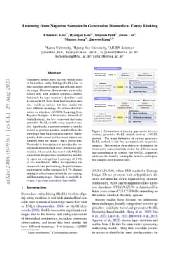 Learning from Negative Samples in Generative Biomedical Entity Linking