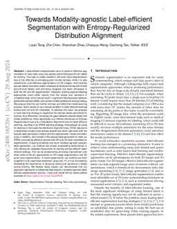 Towards Modality-agnostic Label-efficient Segmentation with
  Entropy-Regularized Distribution Alignment