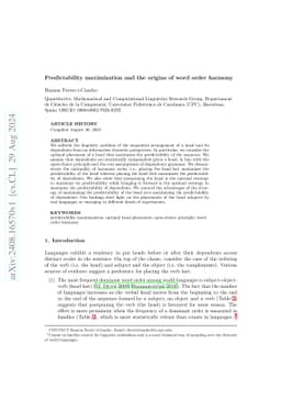 Predictability maximization and the origins of word order harmony