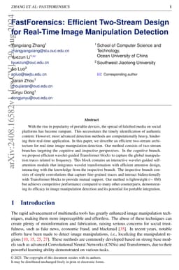 FastForensics: Efficient Two-Stream Design for Real-Time Image
  Manipulation Detection