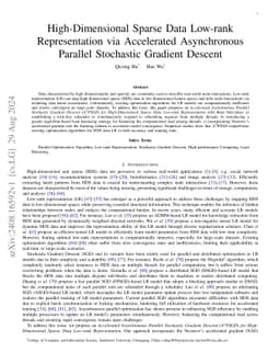 High-Dimensional Sparse Data Low-rank Representation via Accelerated
  Asynchronous Parallel Stochastic Gradient Descent