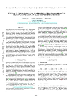 Towards Efficient Modelling of String Dynamics: A Comparison of State
  Space and Koopman based Deep Learning Methods