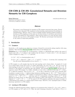 CW-CNN & CW-AN: Convolutional Networks and Attention Networks for
  CW-Complexes