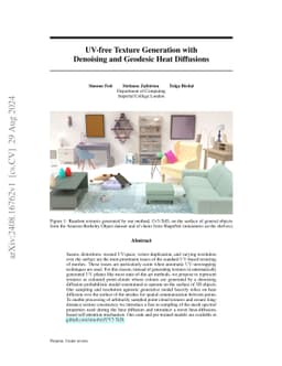 UV-free Texture Generation with Denoising and Geodesic Heat Diffusions