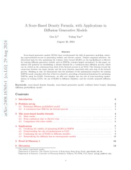 A Score-Based Density Formula, with Applications in Diffusion Generative
  Models