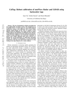 CalTag: Robust calibration of mmWave Radar and LiDAR using backscatter
  tags