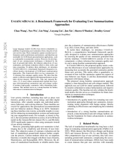 UserSumBench: A Benchmark Framework for Evaluating User Summarization
  Approaches
