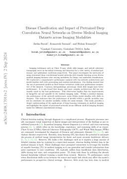 Disease Classification and Impact of Pretrained Deep Convolution Neural
  Networks on Diverse Medical Imaging Datasets across Imaging Modalities