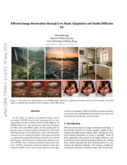 Efficient Image Restoration through Low-Rank Adaptation and Stable
  Diffusion XL