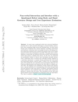 Non-verbal Interaction and Interface with a Quadruped Robot using Body
  and Hand Gestures: Design and User Experience Evaluation