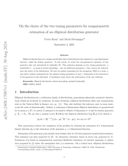 On the choice of the two tuning parameters for nonparametric estimation
  of an elliptical distribution generator