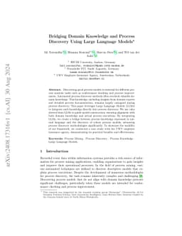 Bridging Domain Knowledge and Process Discovery Using Large Language
  Models
