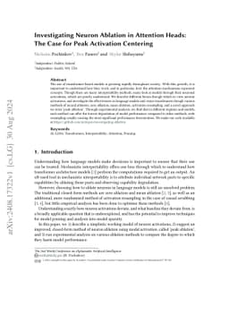 Investigating Neuron Ablation in Attention Heads: The Case for Peak
  Activation Centering