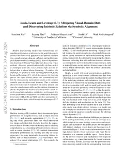 Look, Learn and Leverage (L$^3$): Mitigating Visual-Domain Shift and
  Discovering Intrinsic Relations via Symbolic Alignment