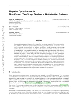 Bayesian Optimization for Non-Convex Two-Stage Stochastic Optimization Problems