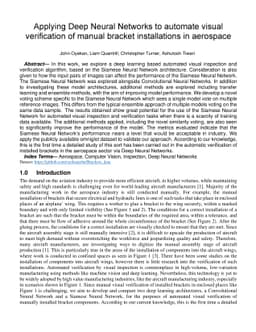 Applying Deep Neural Networks to automate visual verification of manual
  bracket installations in aerospace