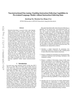 Non-instructional Fine-tuning: Enabling Instruction-Following
  Capabilities in Pre-trained Language Models without Instruction-Following
  Data