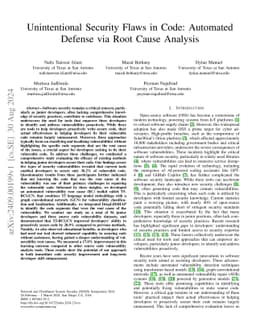 Unintentional Security Flaws in Code: Automated Defense via Root Cause
  Analysis