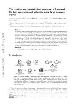 The creative psychometric item generator: a framework for item
  generation and validation using large language models