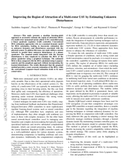 Improving the Region of Attraction of a Multi-rotor UAV by Estimating
  Unknown Disturbances