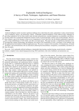 Explainable Artificial Intelligence: A Survey of Needs, Techniques, Applications, and Future Direction