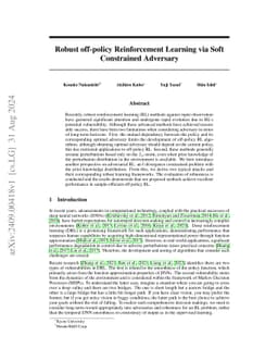Robust off-policy Reinforcement Learning via Soft Constrained Adversary